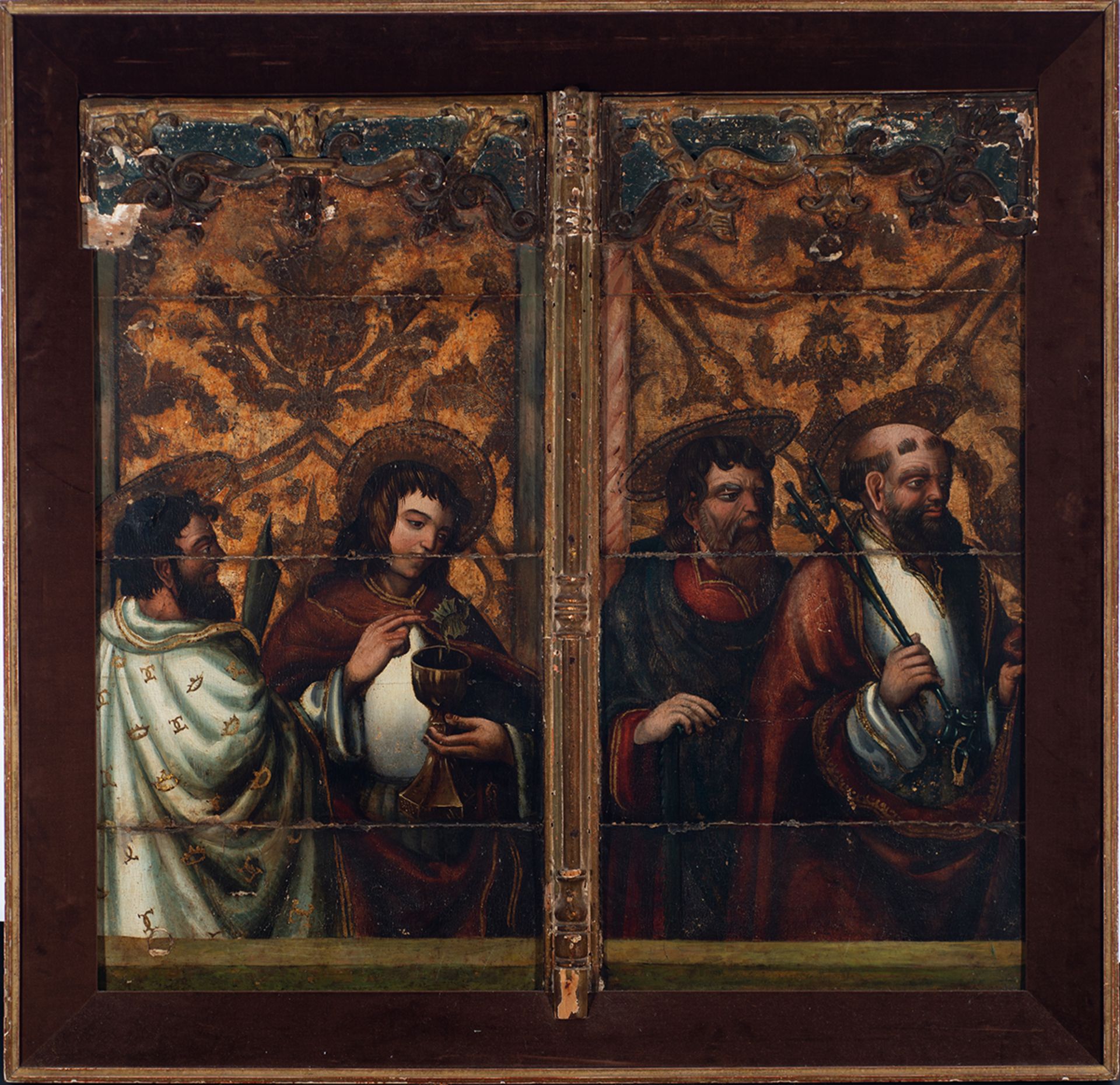 Important 6-panel stalls representing the 12 apostles formerly in the Granada Cathedral, 15th centur - Image 9 of 33