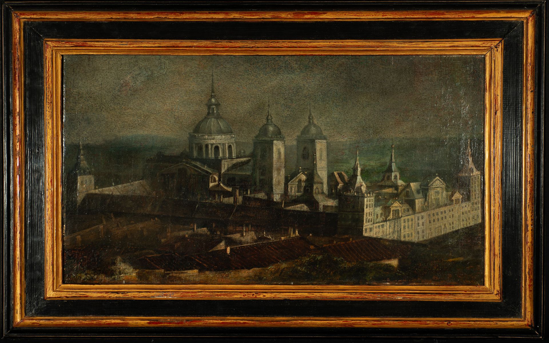 View of the Escorial monastery, Madrid school from the 17th century, circle of Martinez del Mazo (Cu