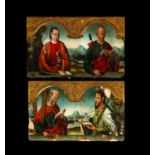 Very important pair of gothic panels representing the 4 Apostles, school of Castille of the 15th C,