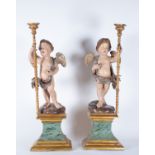 Pair of torchere angels, 17th century