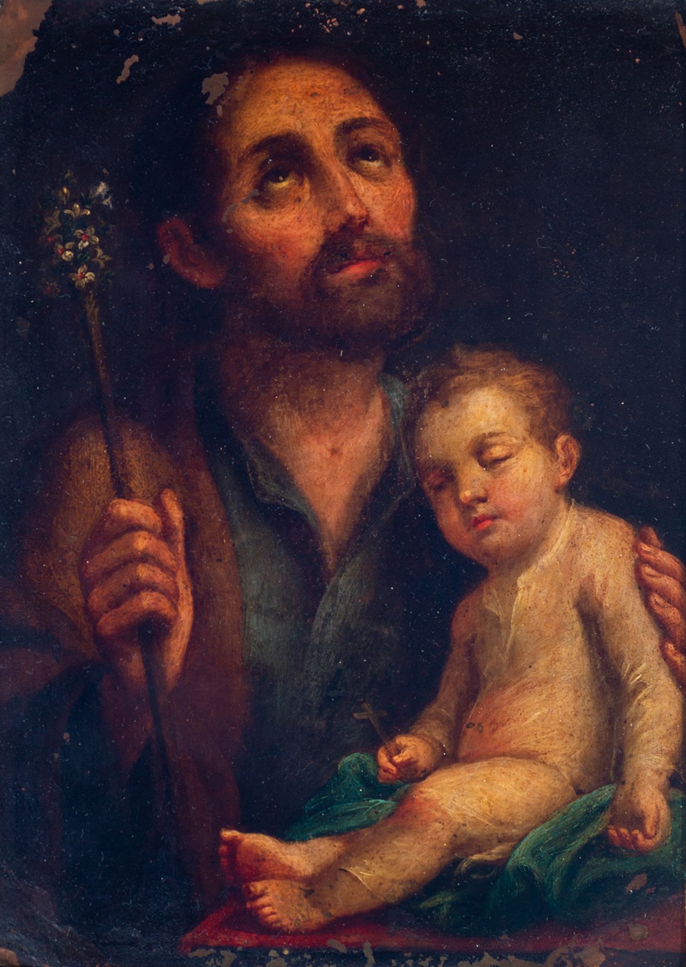 Saint Joseph with Child Jesus, 18th century Mexican colonial school