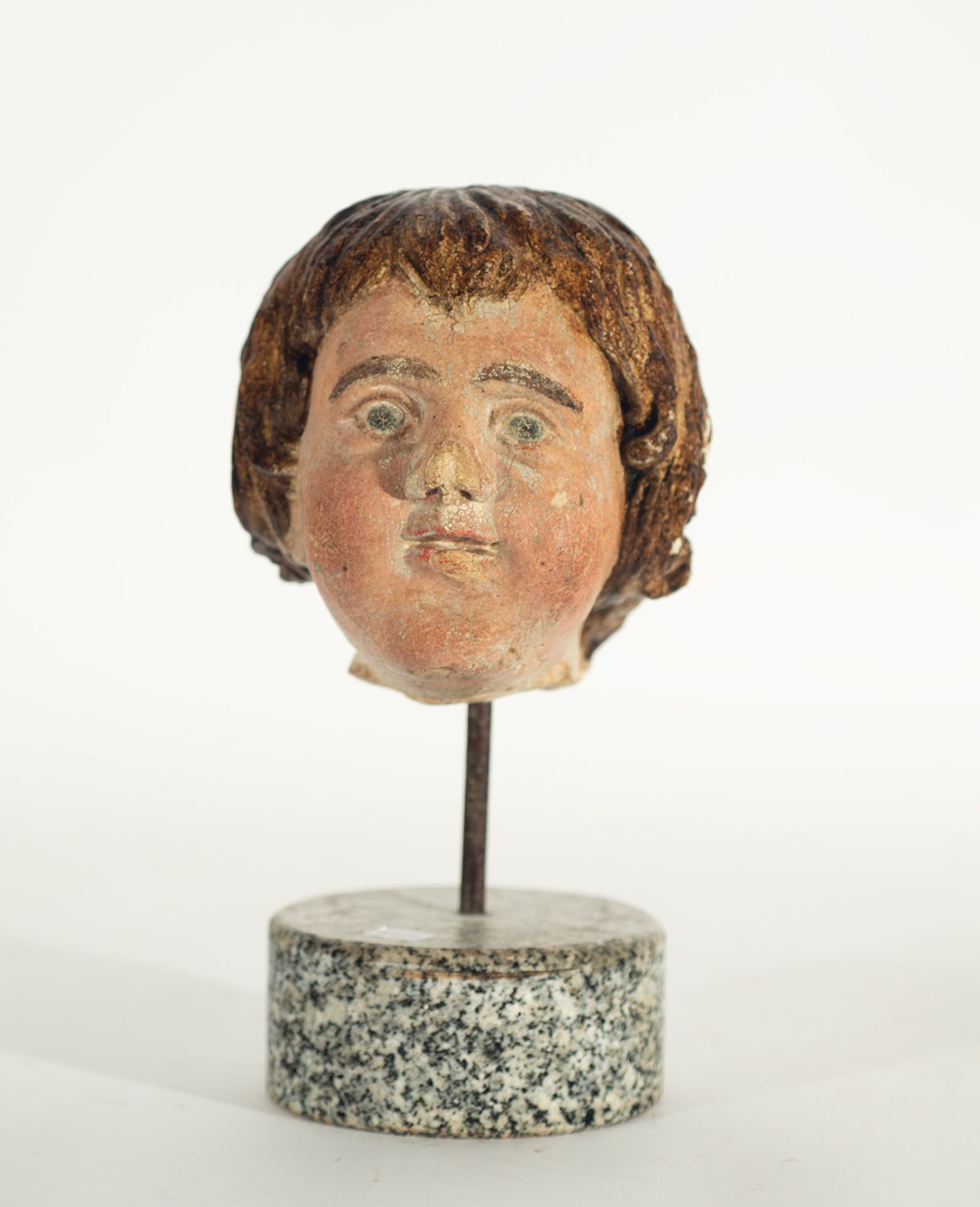 Head of San Juanito in polychrome stone, Spain, 16th century