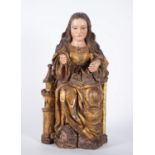 Sainte Barbara seated on a throne, 17th century Spanish school