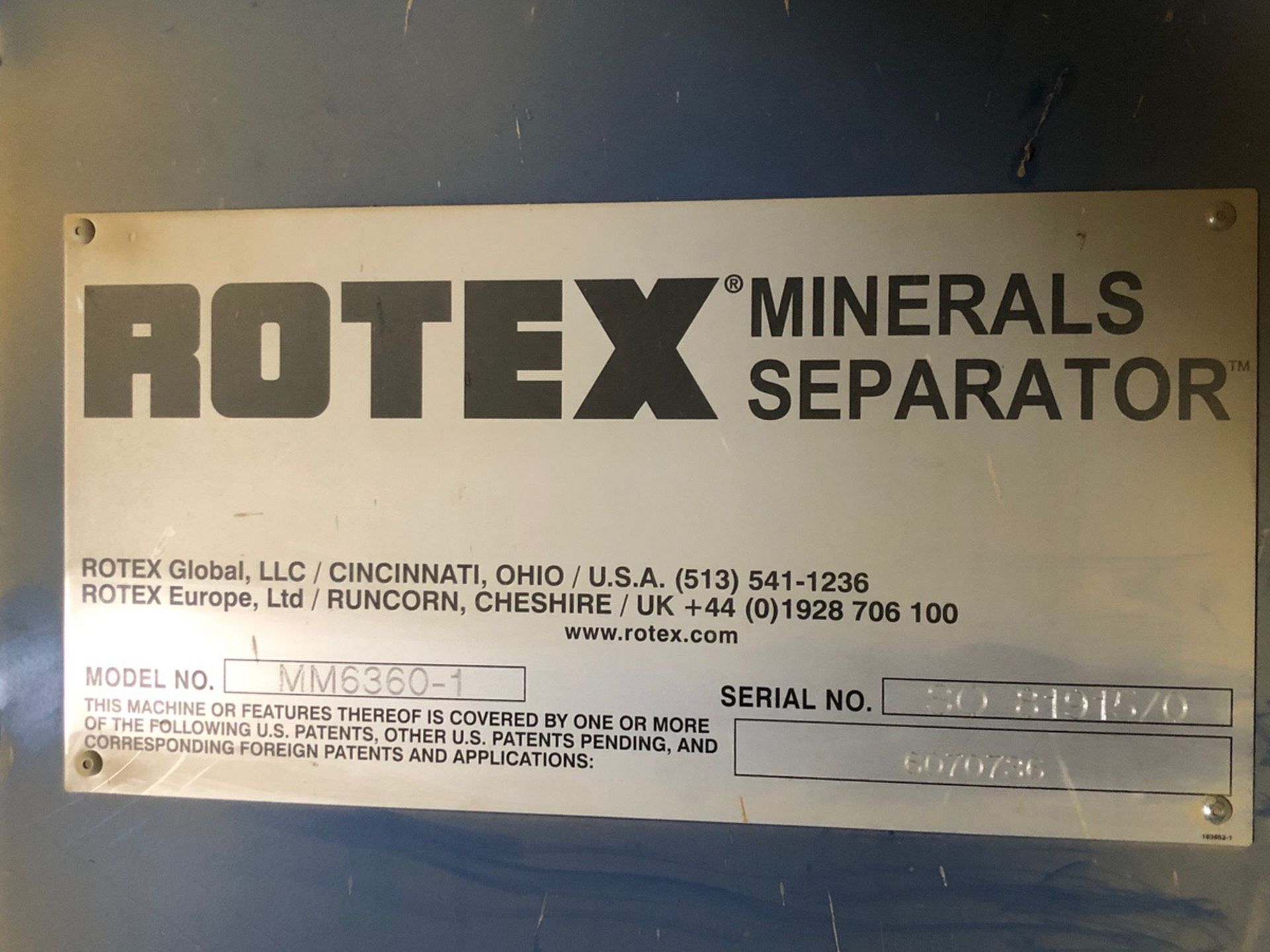 Rotex Model MM6360-1 6-Level Mineral Separator Screen, S/N S081915/0, Asset #SCR02; E - Subj to Bulk - Image 2 of 2