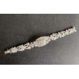 A Vintage Diamond Bracelet. Set in high carat white metal. Tests as 18 carat gold. 160mm long. 47.01
