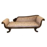 A fine Regency Rosewood Chaise/Daybed with ormolu mounts and a classical scroll shape it does also