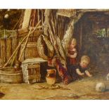 John Henry Dell (1836-1888) 'Rolling Turnips' 15 cm x 24 cm Oil on panel
