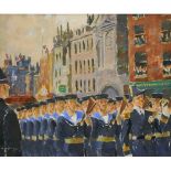 Grenville Irwin (British 1893-1947) 'Slow March ~ The Funeral Earl Beatty 1936' oil on plywood panel