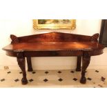 George III Mahogany serving table. Circa 1815. With splash back and decorated with a deep hadron