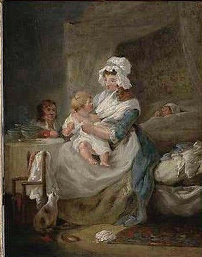 George Morland (1763-1804) Bedtime Oil on Panel, 36 x 28cm / 60 x 52cm A touching subject matter and - Image 2 of 2