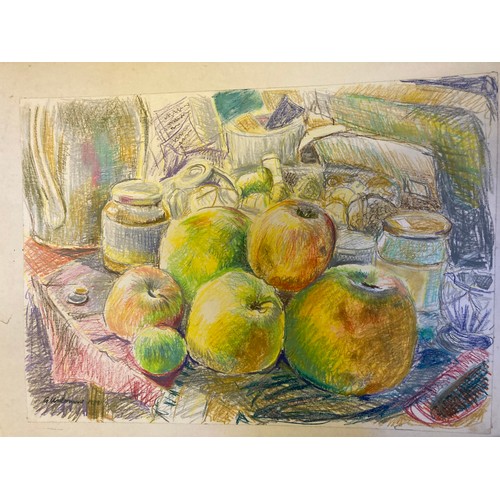 Geoffrey Underwood (1927-2000) Still life with fruit. Pastels on card. Unframed Pastels on card 41 - Image 2 of 2