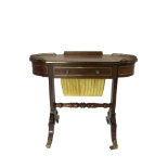 A Fine Regency Rosewood Work Table. With silk basket below a single frieze drawer. The brass