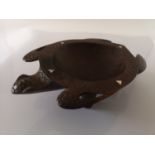 A Fijian Vintage Carved Hardwood Kava Turtle Bowl.