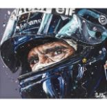 Damon Hill by Paul Oz. An Original oil on board. Measurements - 114.3cm x 99.06 cm