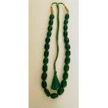 In excess of 500ct earth mined single strand green emerald beads necklace