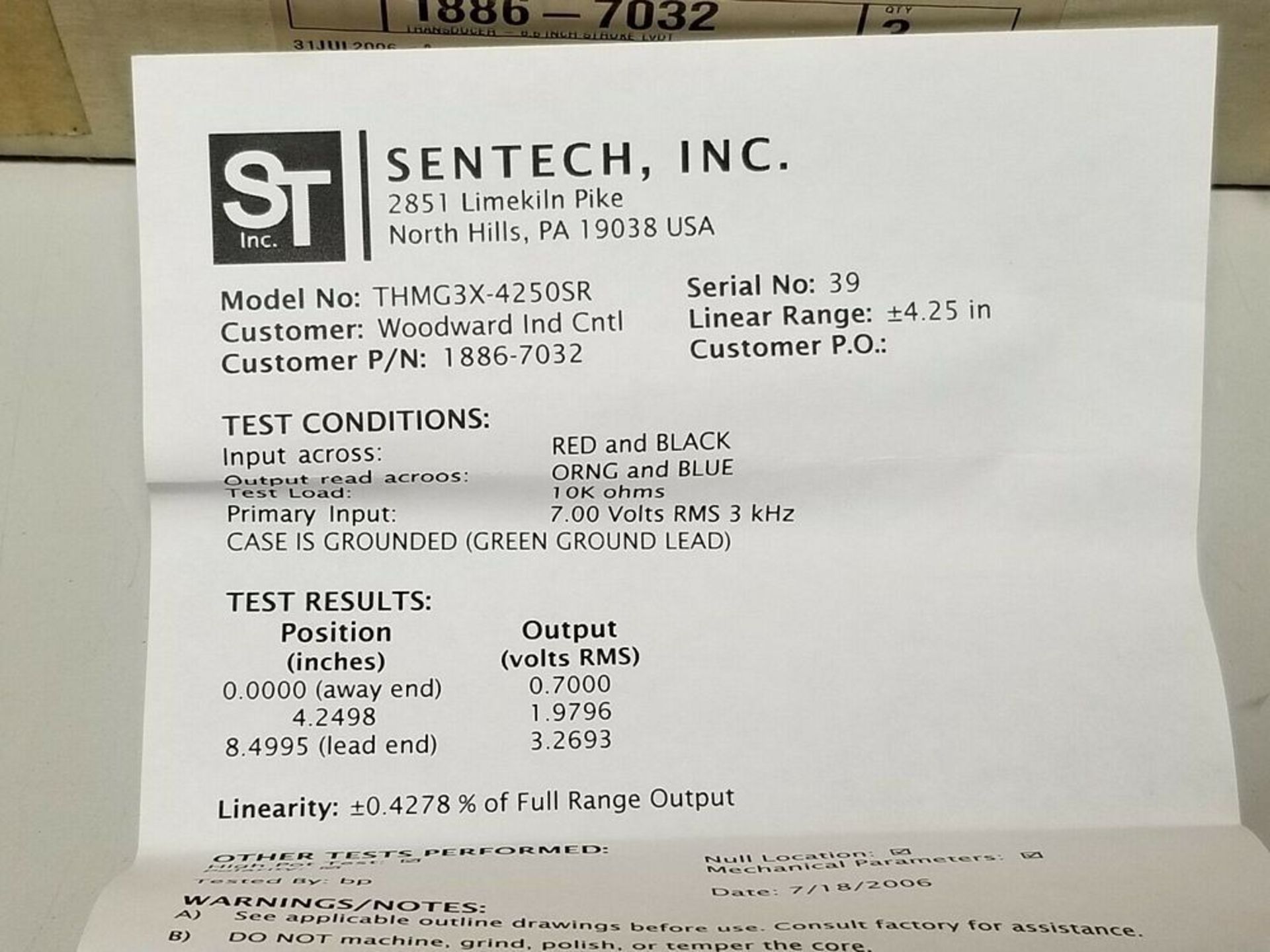 NEW SENTECH LVDT SENSOR - Image 5 of 12