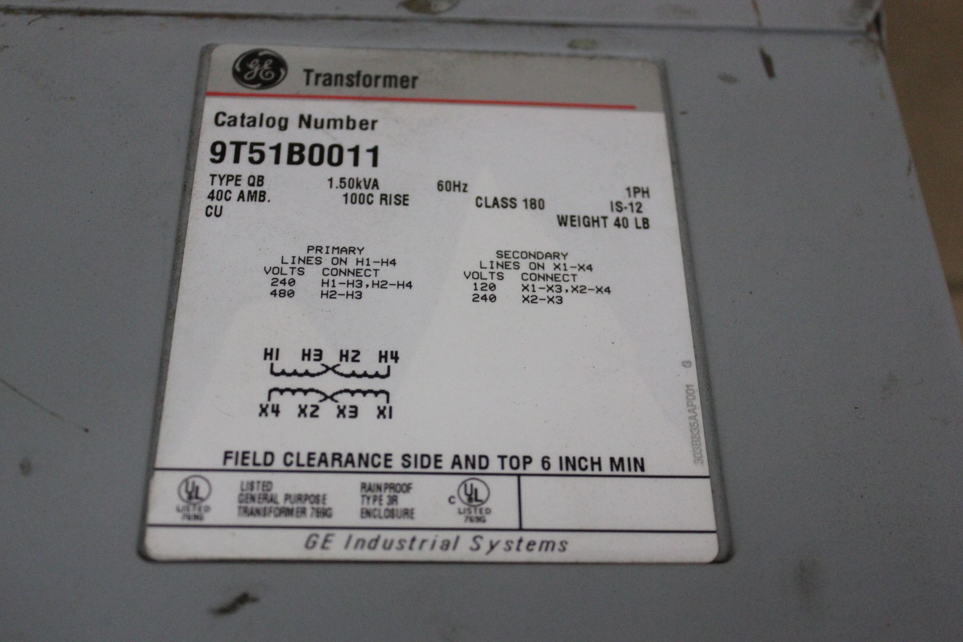 GE ENCAPSULATED DRY TYPE TRANSFORMER - Image 2 of 2