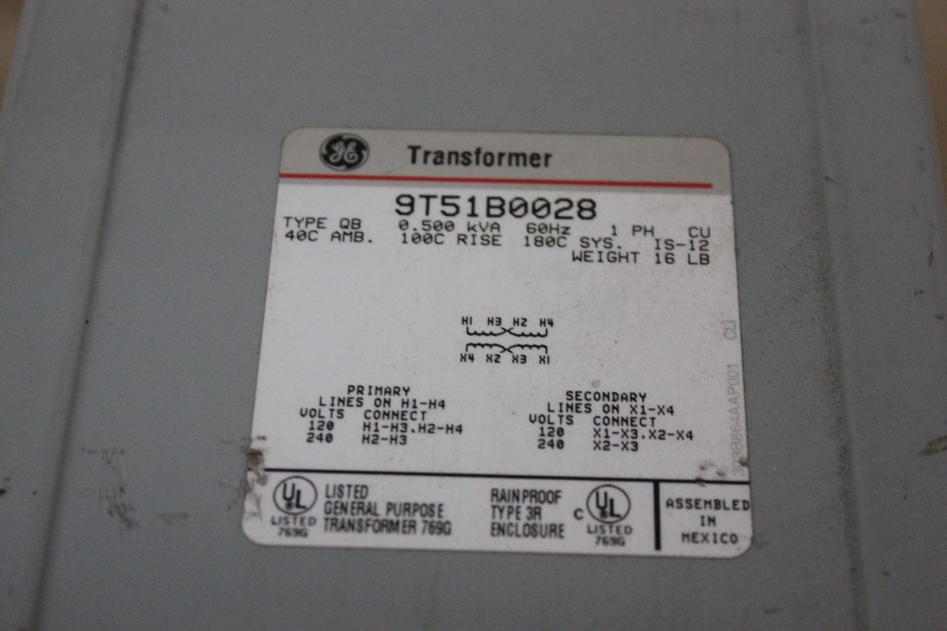 GE GENERAL PURPOSE TRANSFORMER - Image 2 of 2