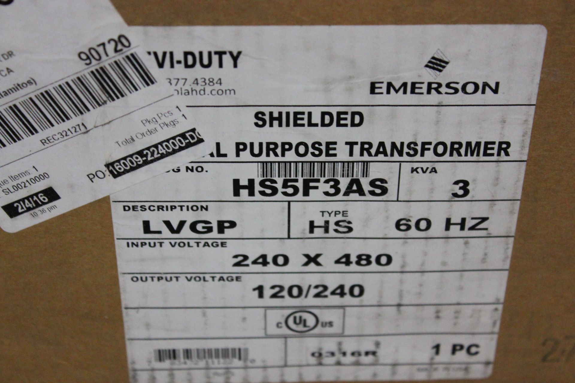 NEW EMERSON HEVI-DUTY SHIELDED GENERAL PURPOSE TRANSFORMER - Image 2 of 4