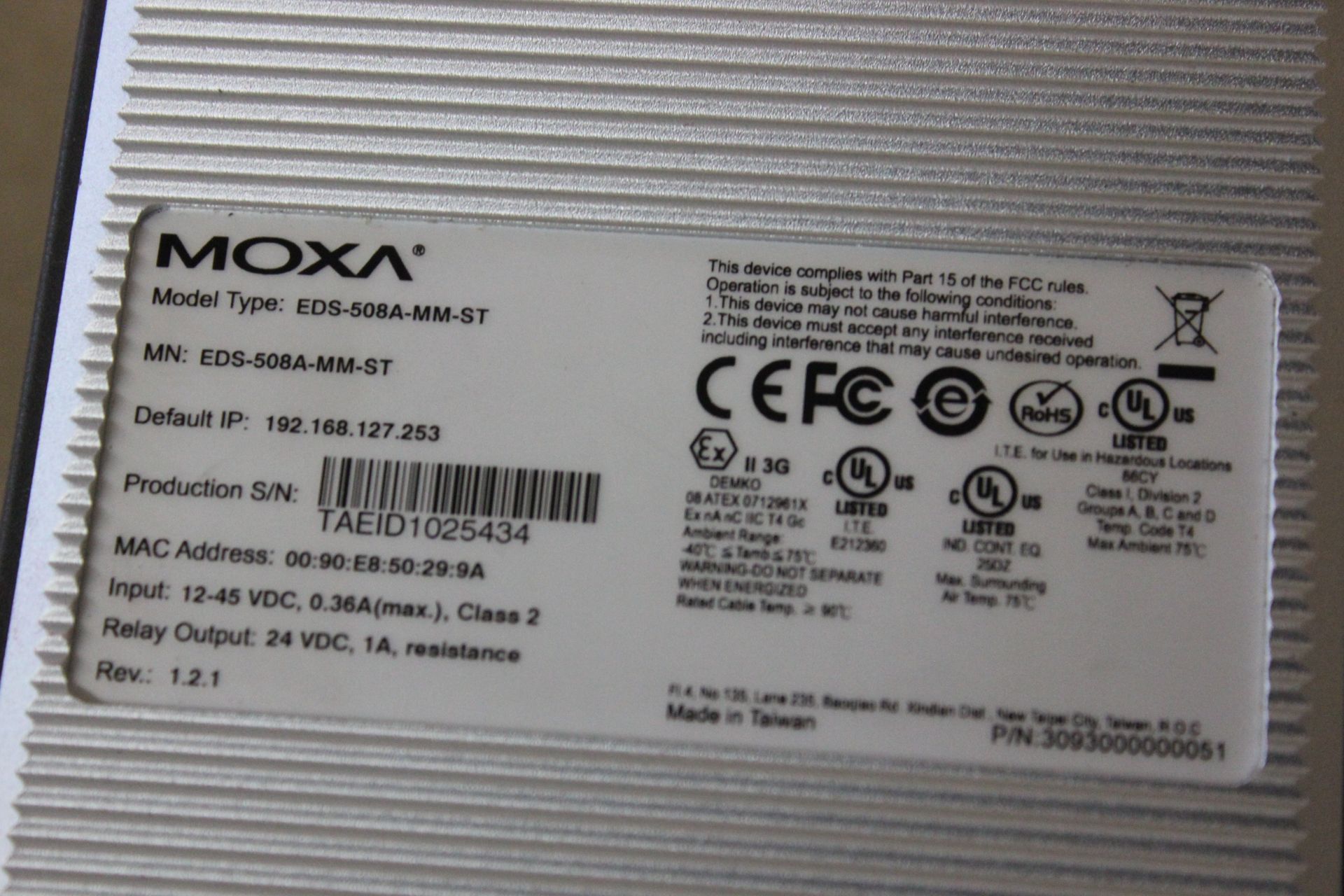 MOXA INDUSTRIAL ETHERNET SWITCH - Image 4 of 4