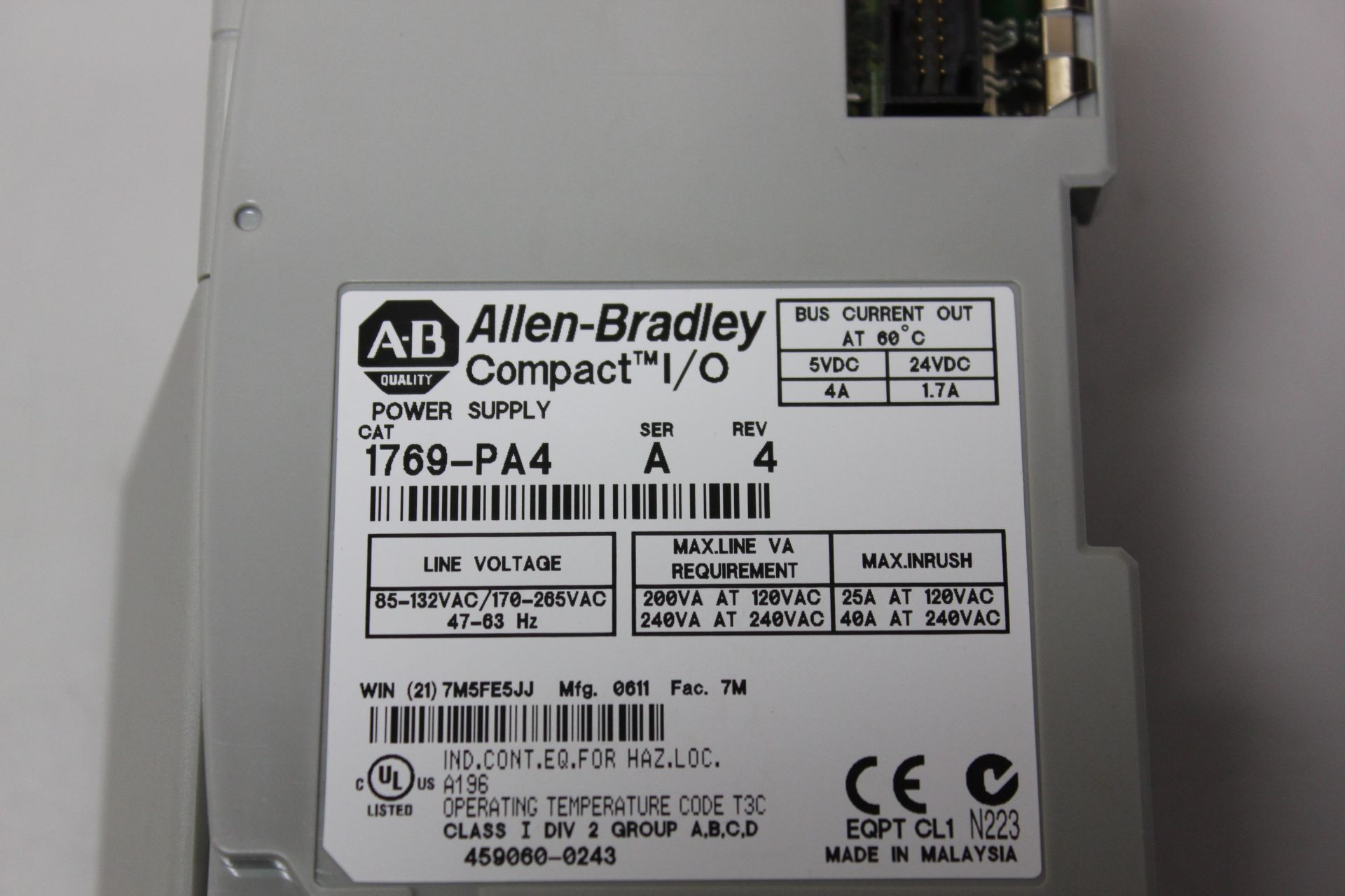 ALLEN BRADLEY COMPACTLOGIX PLC POWER SUPPLY - Image 3 of 3