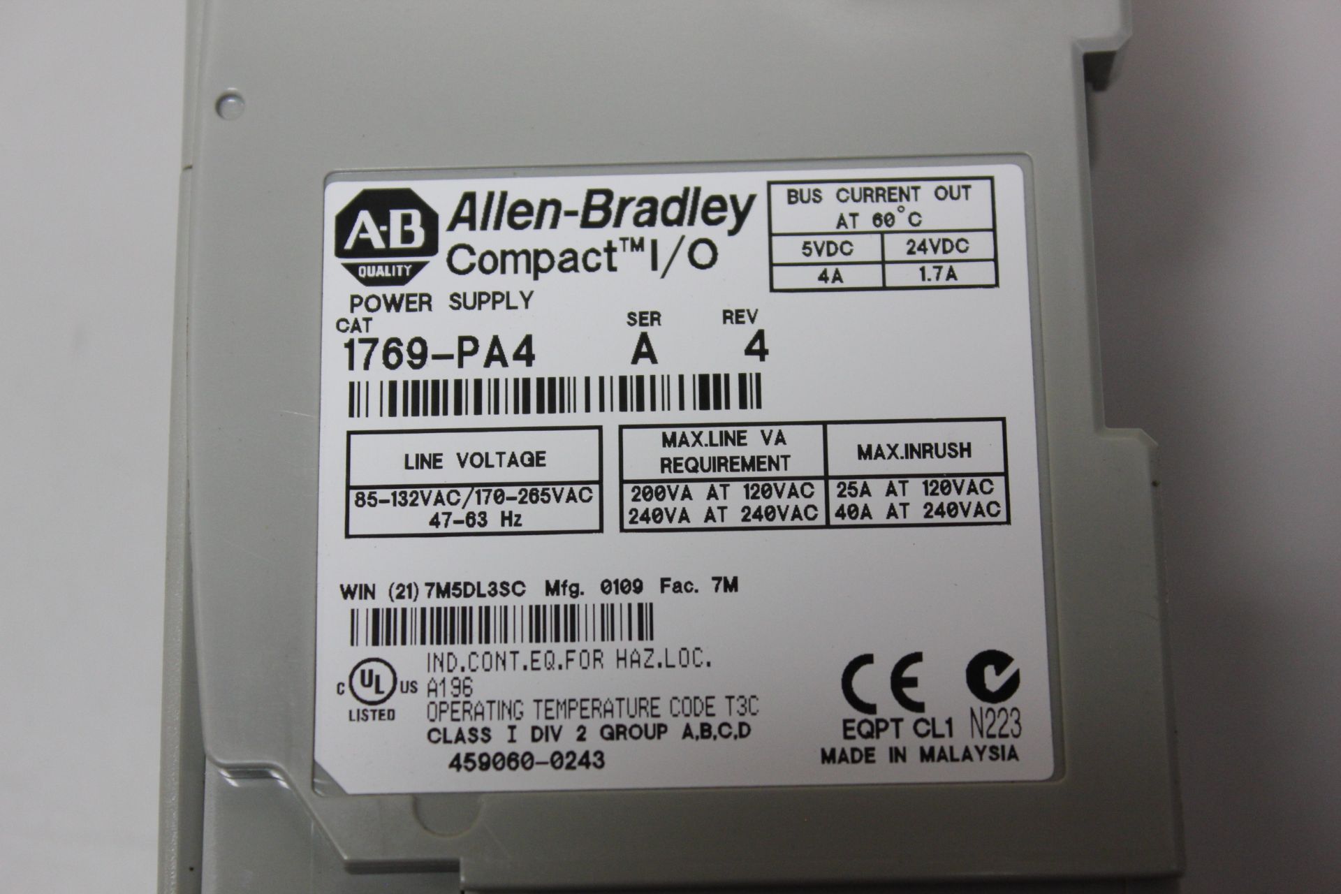 ALLEN BRADLEY COMPACTLOGIX PLC POWER SUPPLY - Image 3 of 3