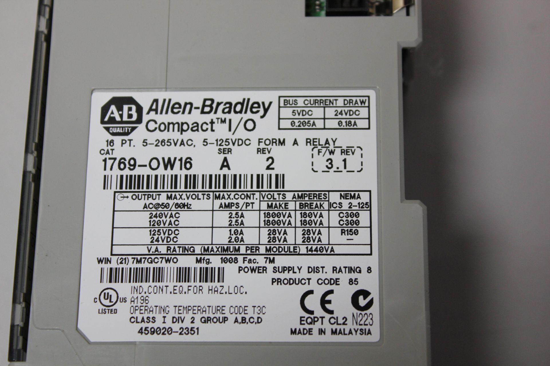 ALLEN BRADLEY COMPACTLOGIX PLC MODULE - Image 3 of 3