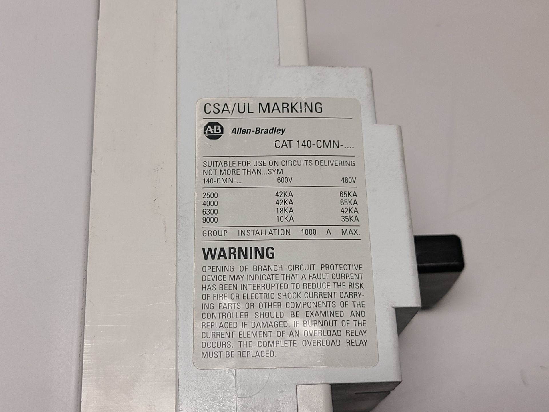 ALLEN BRADLEY MANUAL MOTOR CONTROLLER - Image 5 of 5