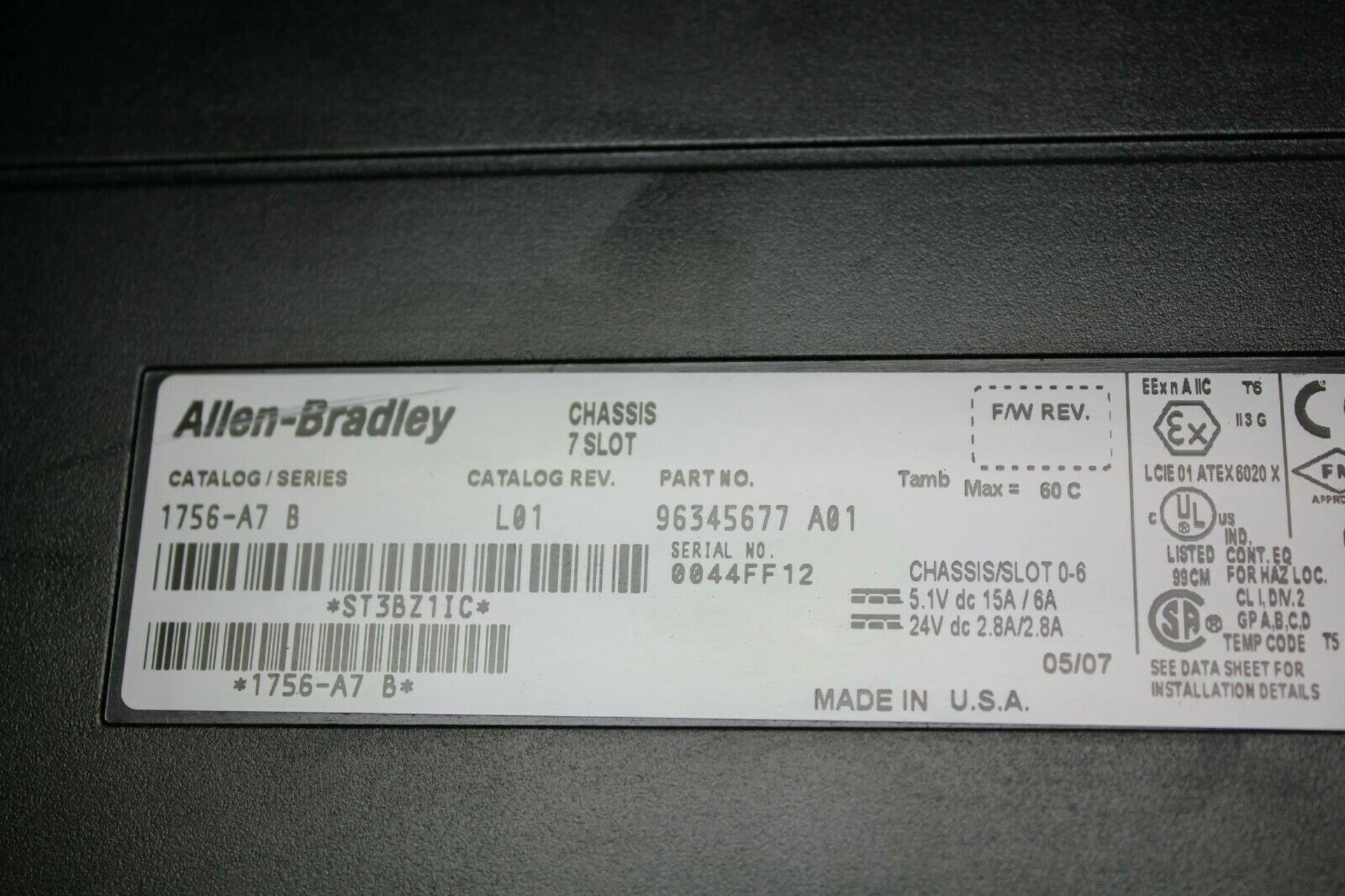 ALLEN BRADLEY CONTROLLOGIX 7 SLOT PLC CHASSIS & POWER SUPPLY - Image 4 of 4