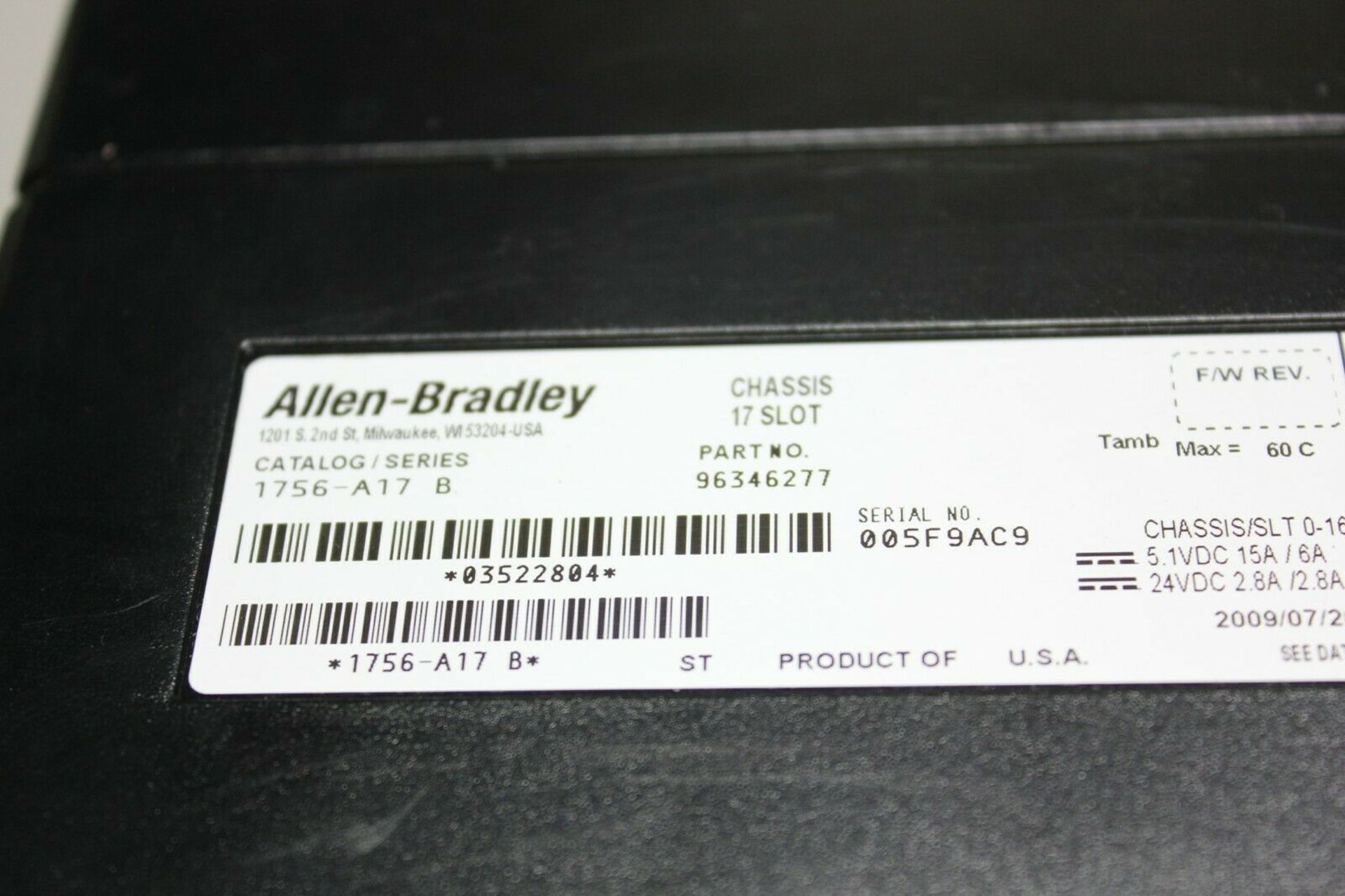 ALLEN BRADLEY CONTROLLOGIX 17 SLOT PLC CHASSIS & POWER SUPPLY - Image 4 of 4