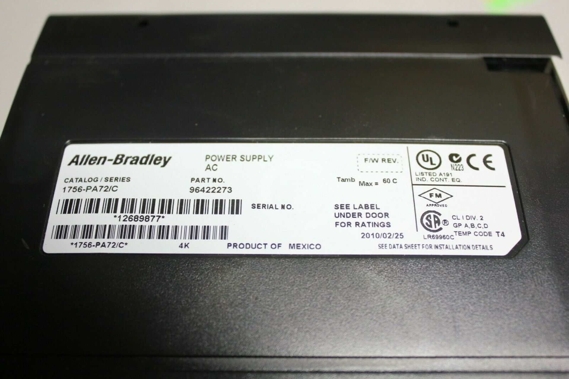 ALLEN BRADLEY CONTROLLOGIX 17 SLOT PLC CHASSIS & POWER SUPPLY - Image 3 of 4