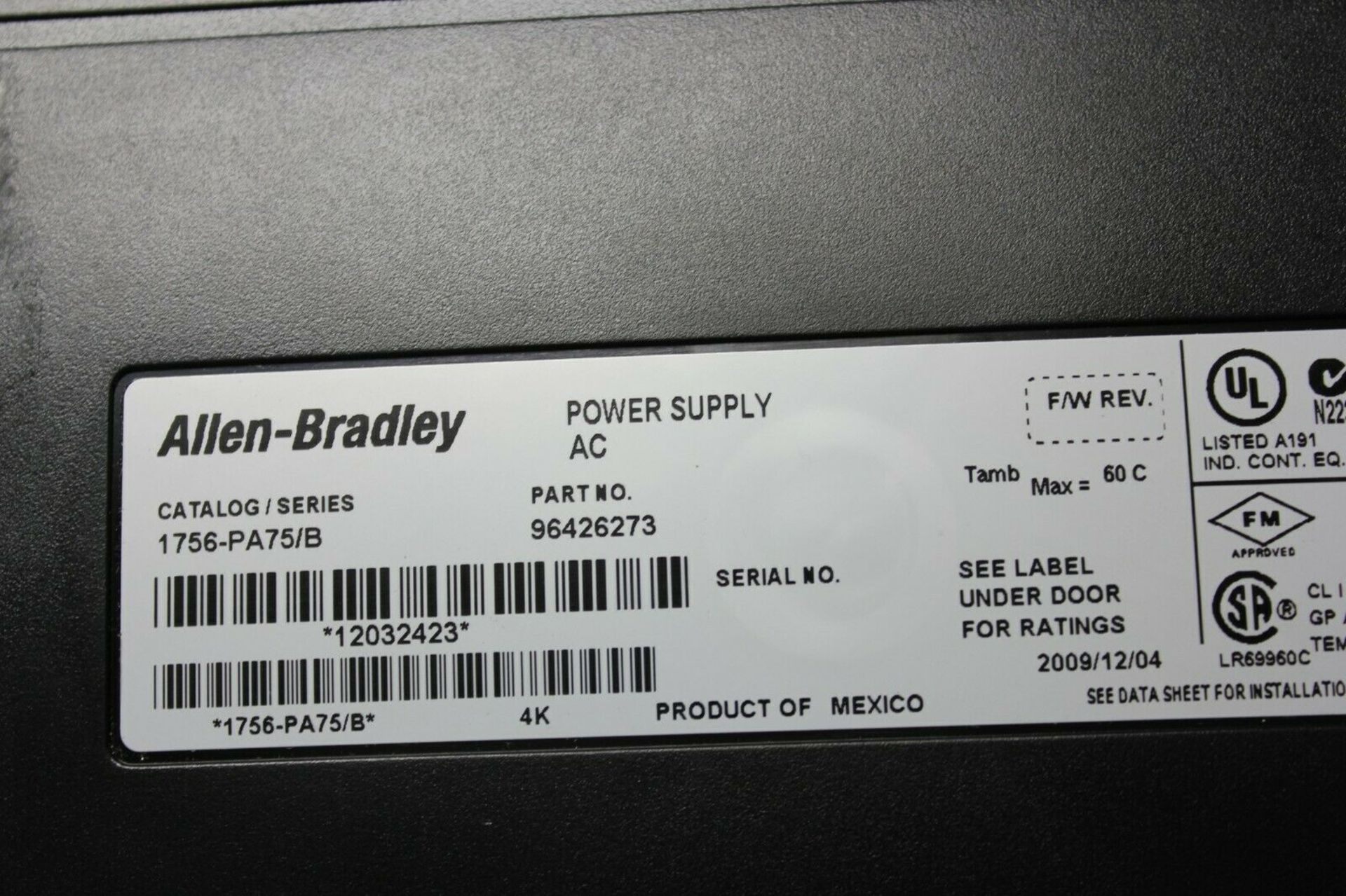 ALLEN BRADLEY CONTROLLOGIX 10 SLOT PLC CHASSIS & POWER SUPPLY - Image 3 of 4
