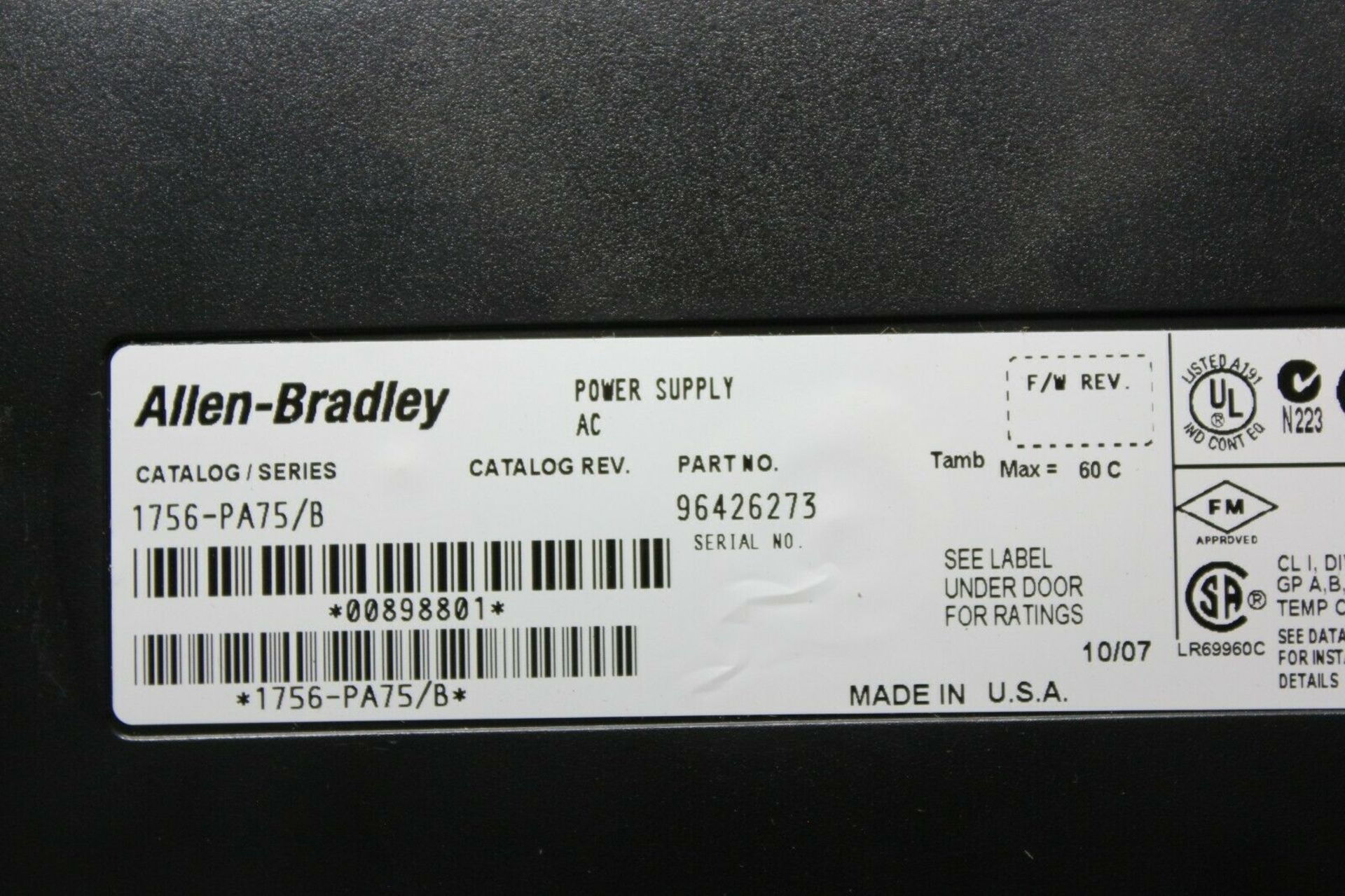 ALLEN BRADLEY CONTROLLOGIX 13 SLOT PLC CHASSIS & POWER SUPPLY - Image 5 of 6