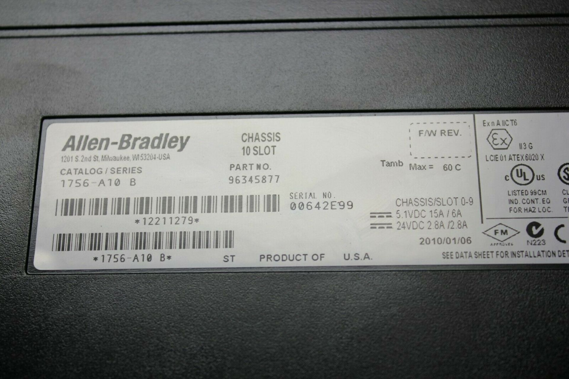 ALLEN BRADLEY CONTROLLOGIX 10 SLOT PLC CHASSIS & POWER SUPPLY - Image 4 of 4