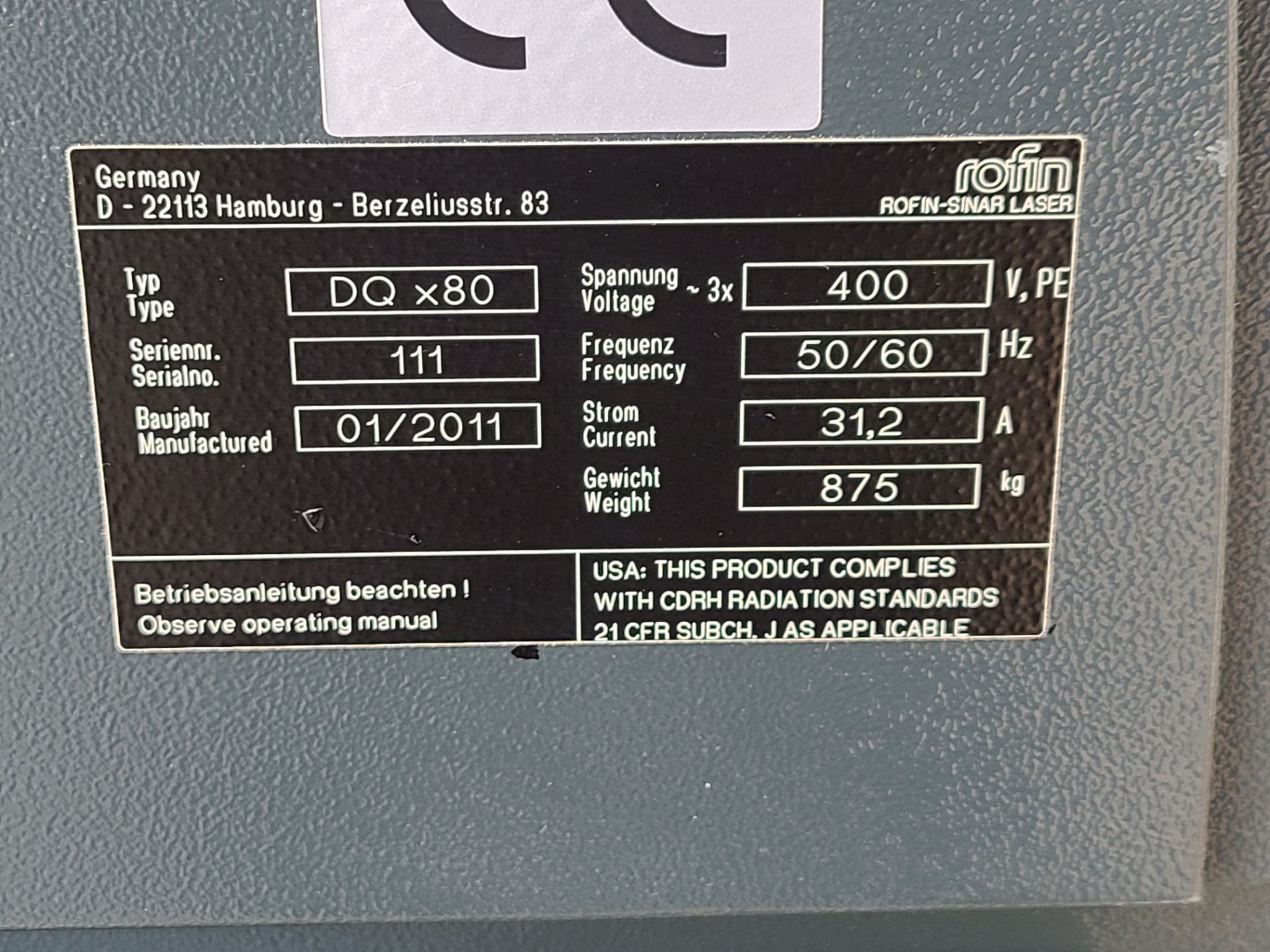 ROFIN SINAR DQ X80 DIODE PUMPED SOLID STATE LASER EDGE DELETION YAG SYSTEM - Image 7 of 84