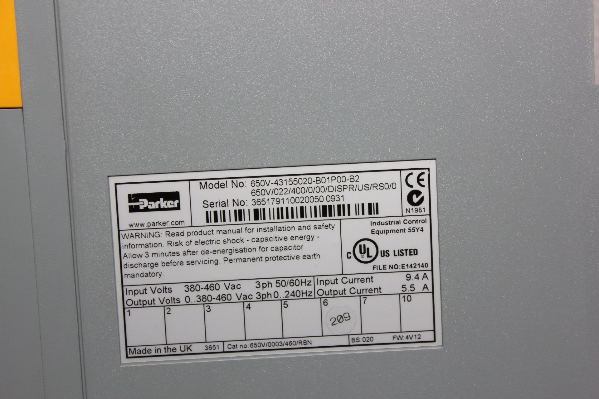 PARKER 650 SERIES 3HP AC INVERTER DRIVE - Image 5 of 5