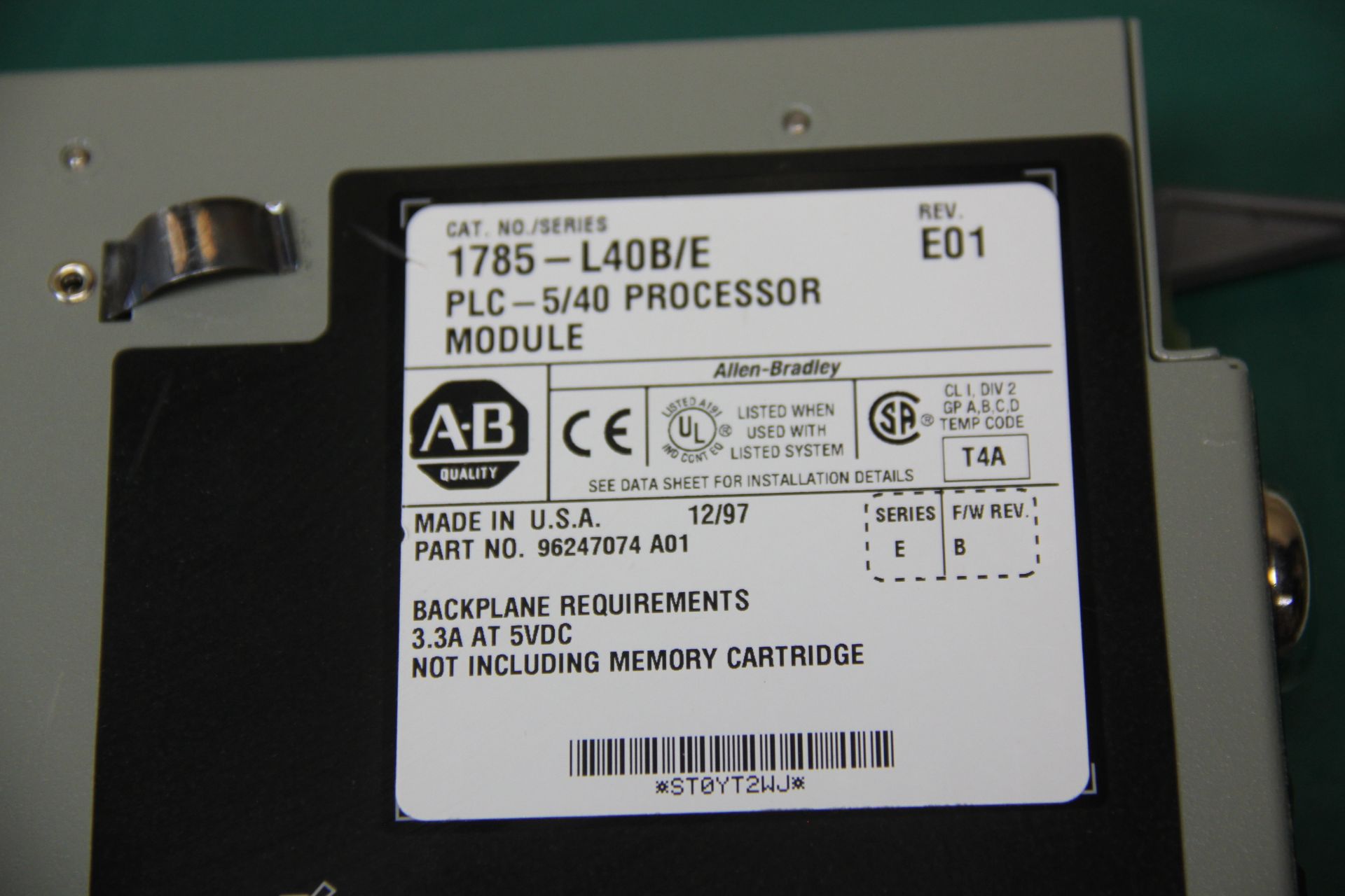 ALLEN BRADLEY PLC CPU PROCESSOR MODULE - Image 3 of 3