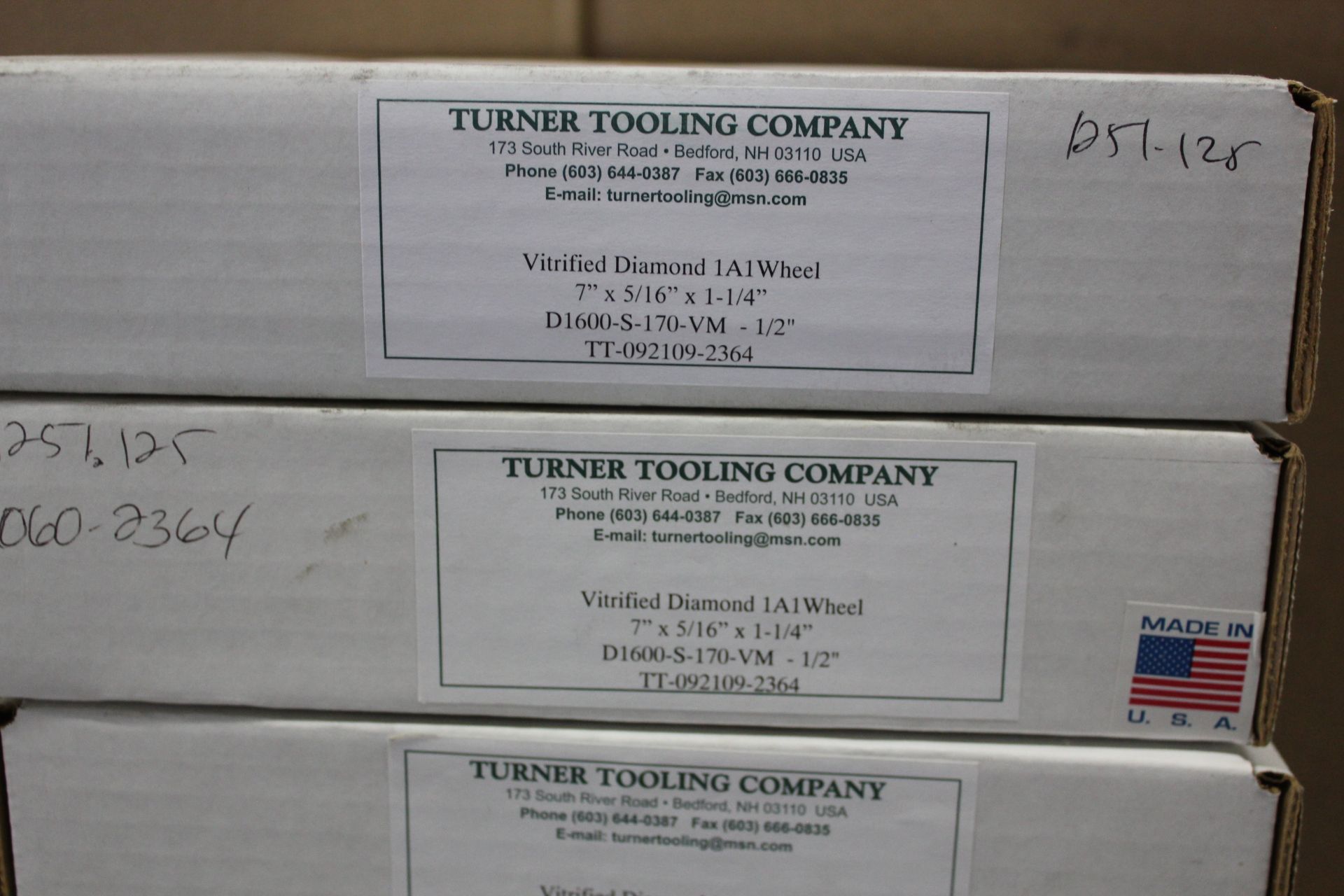 LOT OF 5 NEW TURNER TOOLING VITRIFIED DIAMOND 1A1 GRINDING WHEELS - Image 2 of 7