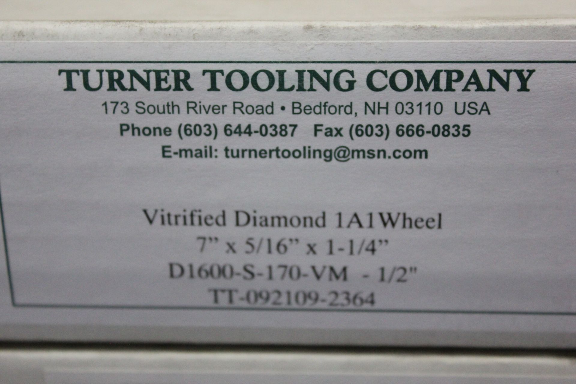 LOT OF 5 NEW TURNER TOOLING VITRIFIED DIAMOND 1A1 GRINDING WHEELS - Image 4 of 7