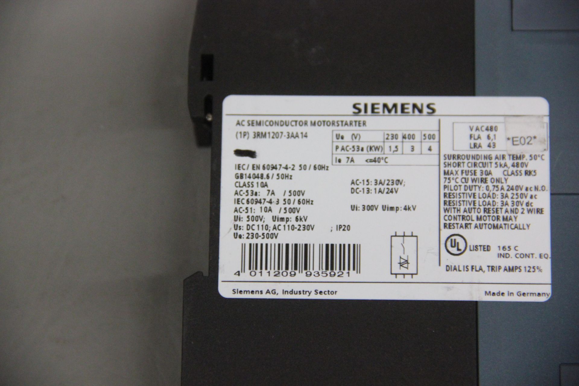 SIEMENS AC SEMICONDUCTOR MOTOR STARTER - Image 2 of 2