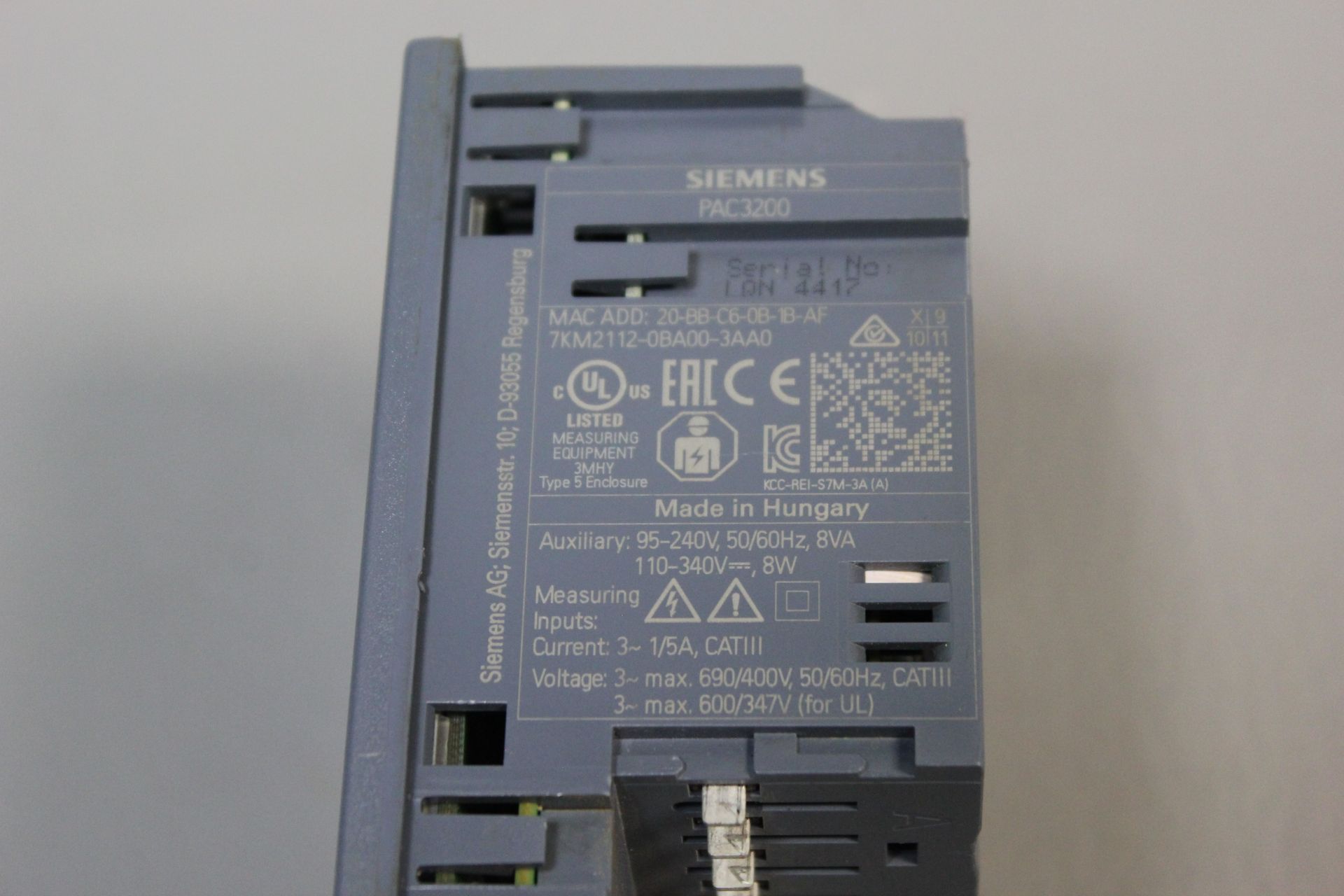 SIEMENS SENTRON PAC3200 POWER MONITOR - Image 5 of 6