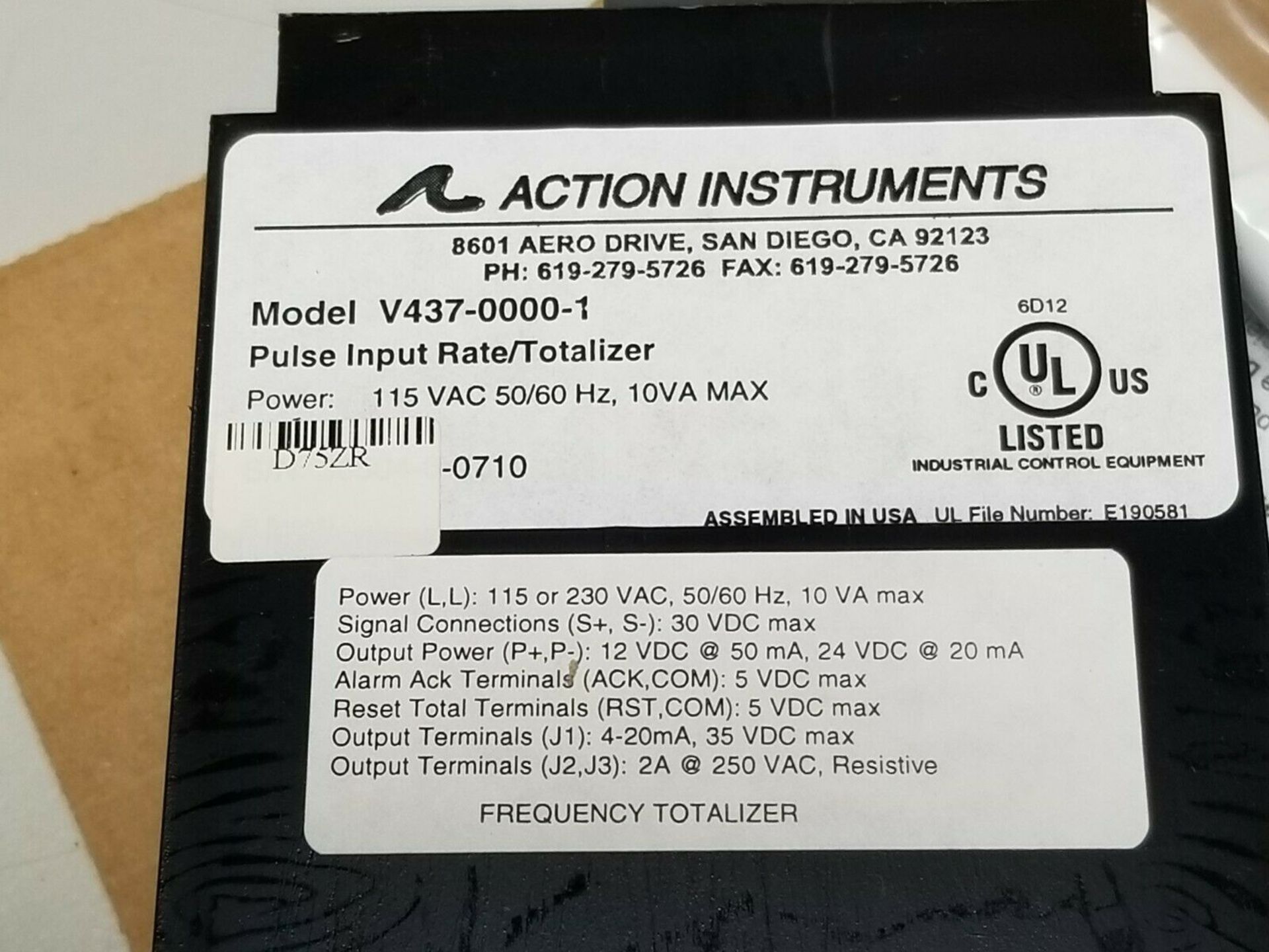 NEW ACTION INSTR VISIPAK RATE/TOTALIZER PANEL METER V437-0000- - Image 7 of 7