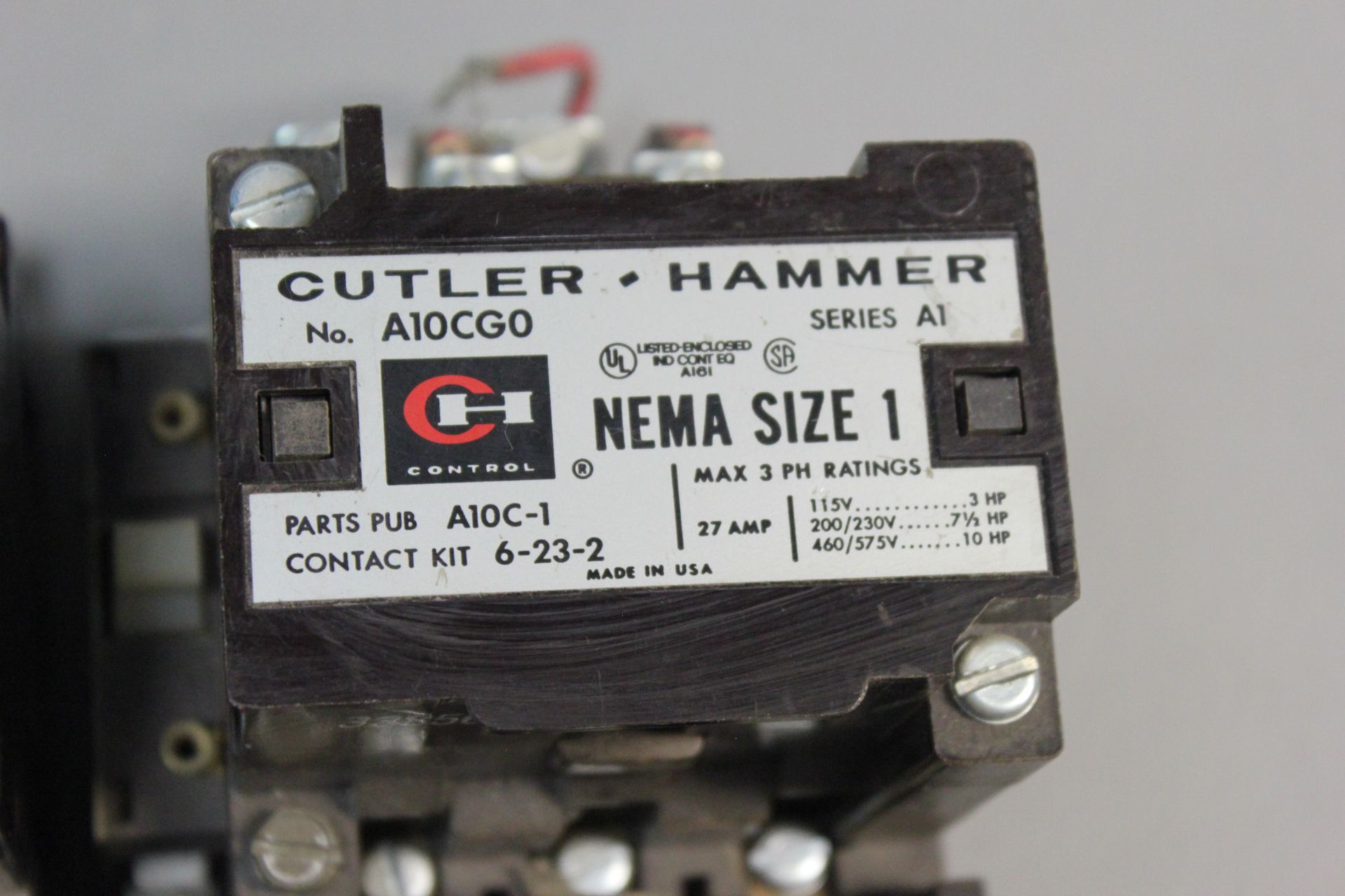 LOT OF 2 CUTLER HAMMER NEMA SIZE 1 MOTOR STARTERS - Image 3 of 4