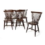 A set of six 19th century mahogany stick back dining chairs