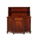 A Regency carved mahogany breakfront chiffonier side cabinet attributed to Gillows