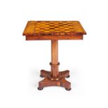 A William IV rosewood, satinwood and bird's-eye maple parquetry games table