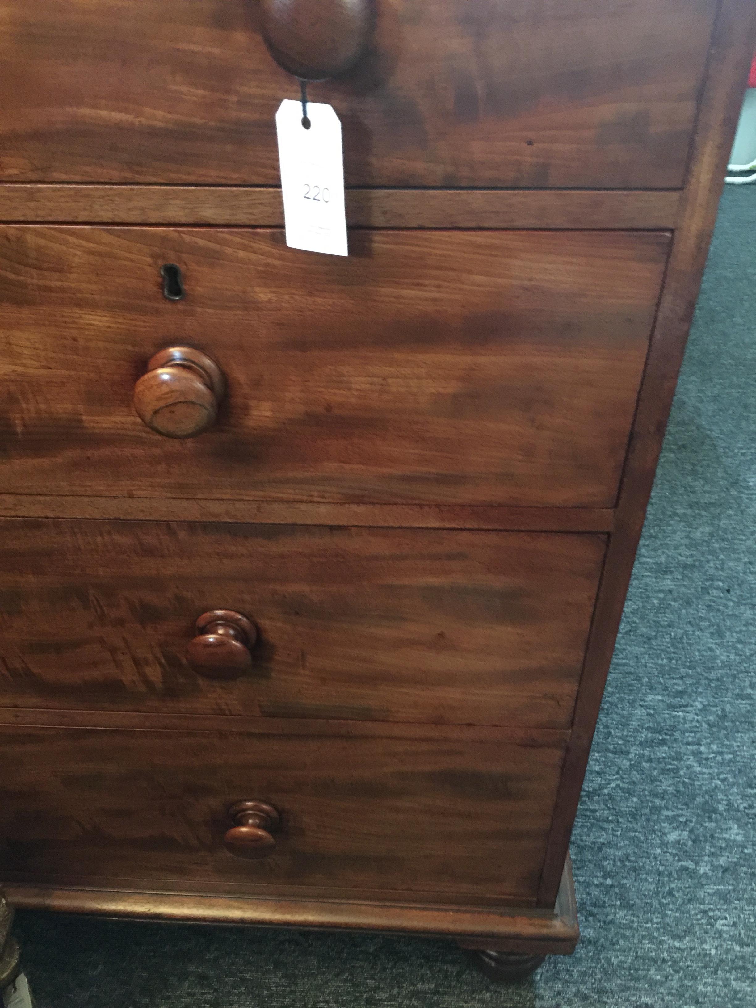 A George IV 'plum pudding' and 'fiddle-back' mahogany chest attributed to Gillows - Image 6 of 10