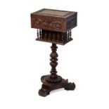 A mid 19th century Anglo-Indian rosewood carved work table