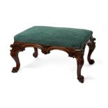 A William IV rosewood boldly carved stool attributed to Gillows