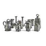 A group of 19th century pewter items